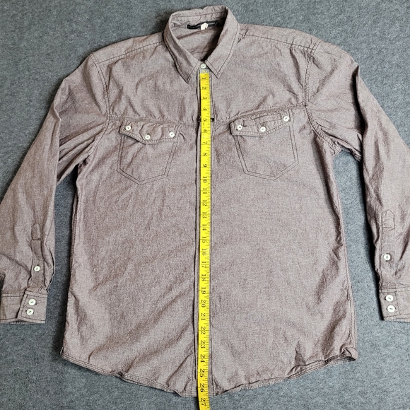 Vintage Marithe Francois Girbaud Mens L Brown Button Shirt Roll Tab Long Sleeve - Picture 2 of 13